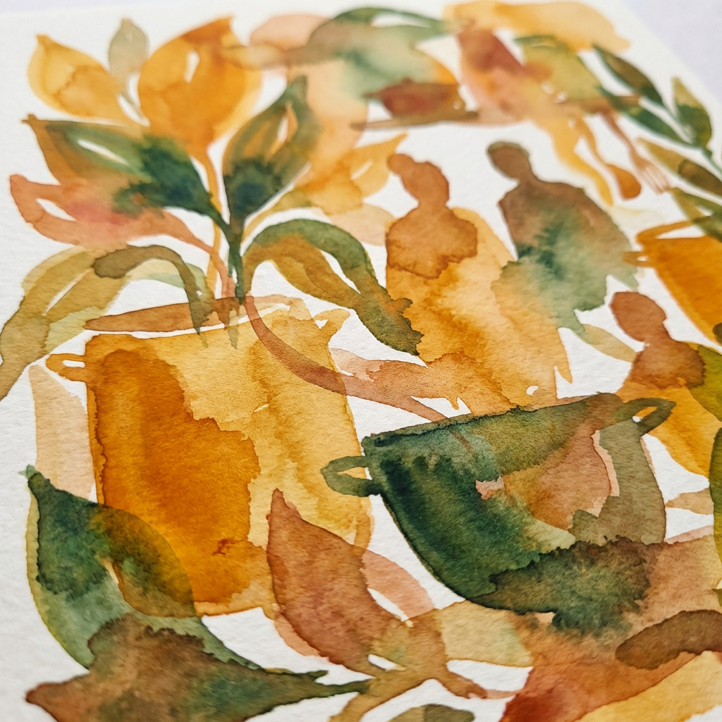 Traditional family recipe journal with Amazonian botanical illustrations